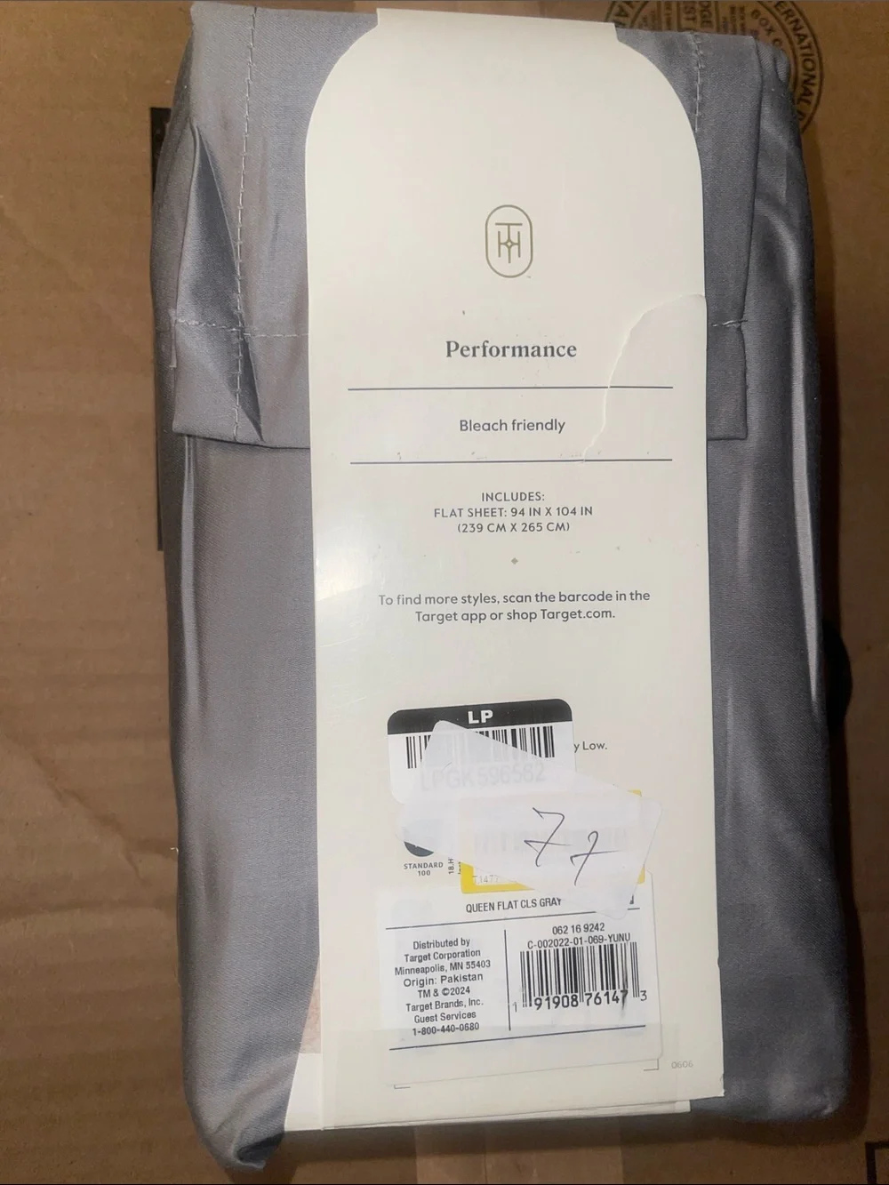 Threshold 400 Thread Count Performance Flat Sheet Dark Gray - Cotton Sateen
